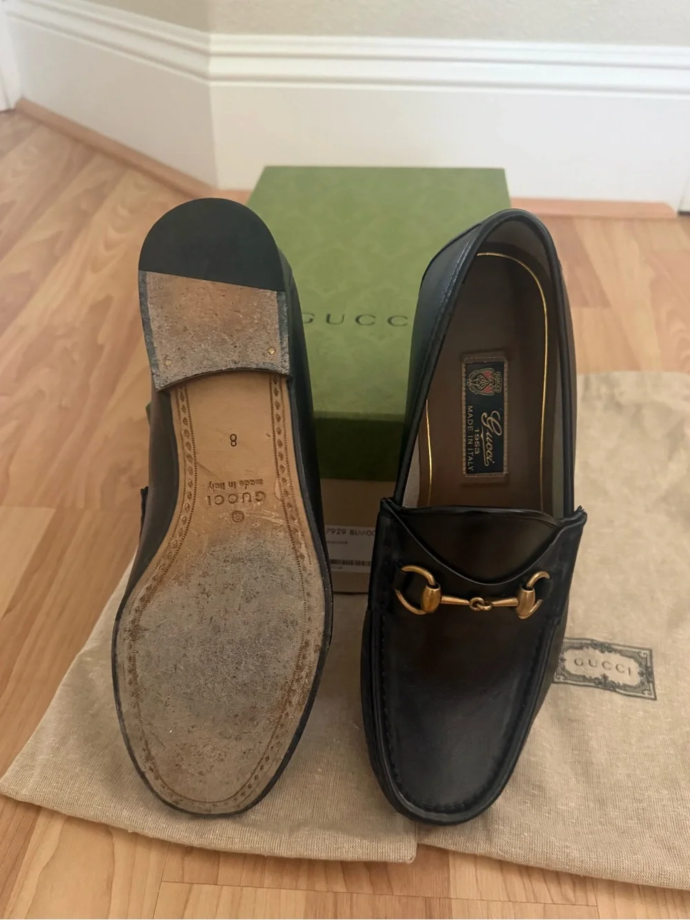 Gucci Men’s Black Leather Horsebit Loafers